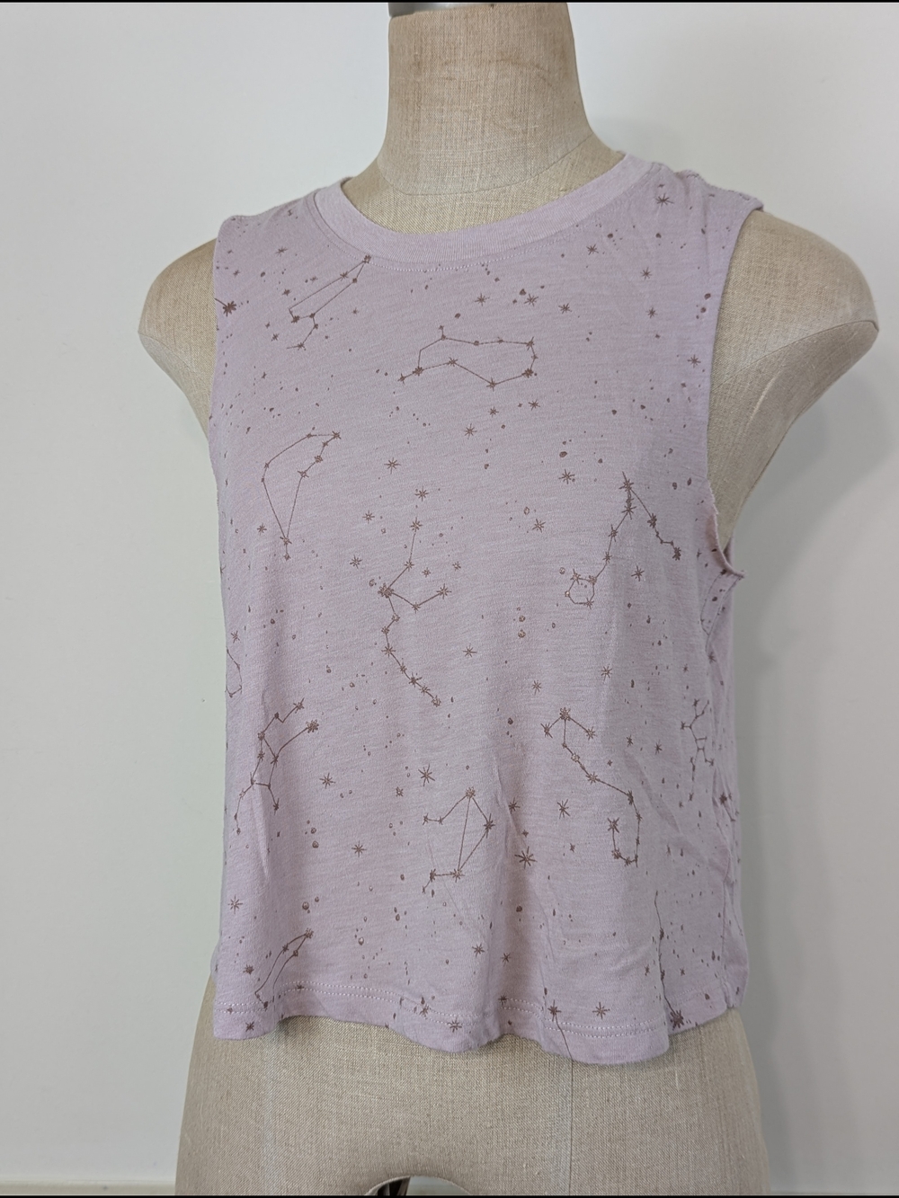 Pink Constellation Print Muscle Tee Cropped Tank Top